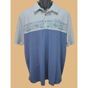 Travis Mathew Mens Colorblock Polo XL Gray & Blue Pima Cotton Blend